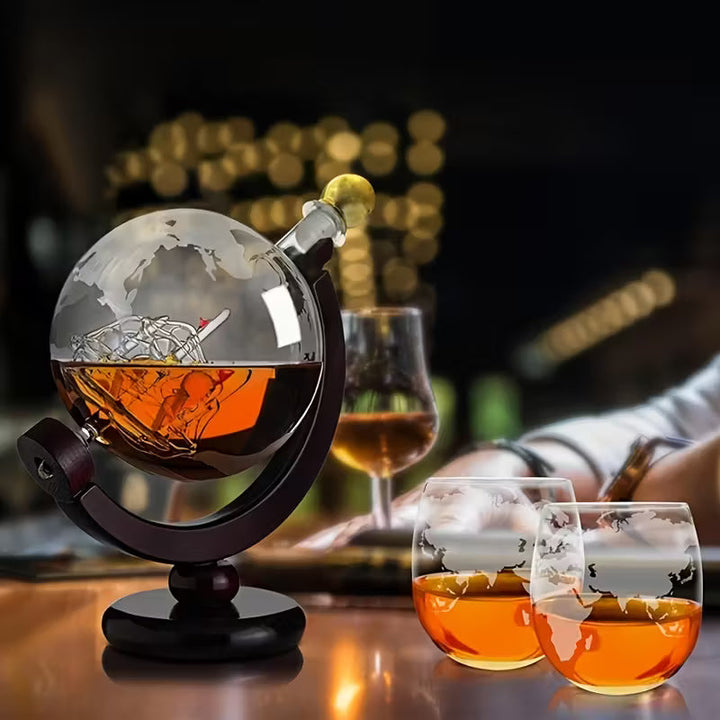Zestaw Mapa Świata Butelka i Szklanka do Whisky