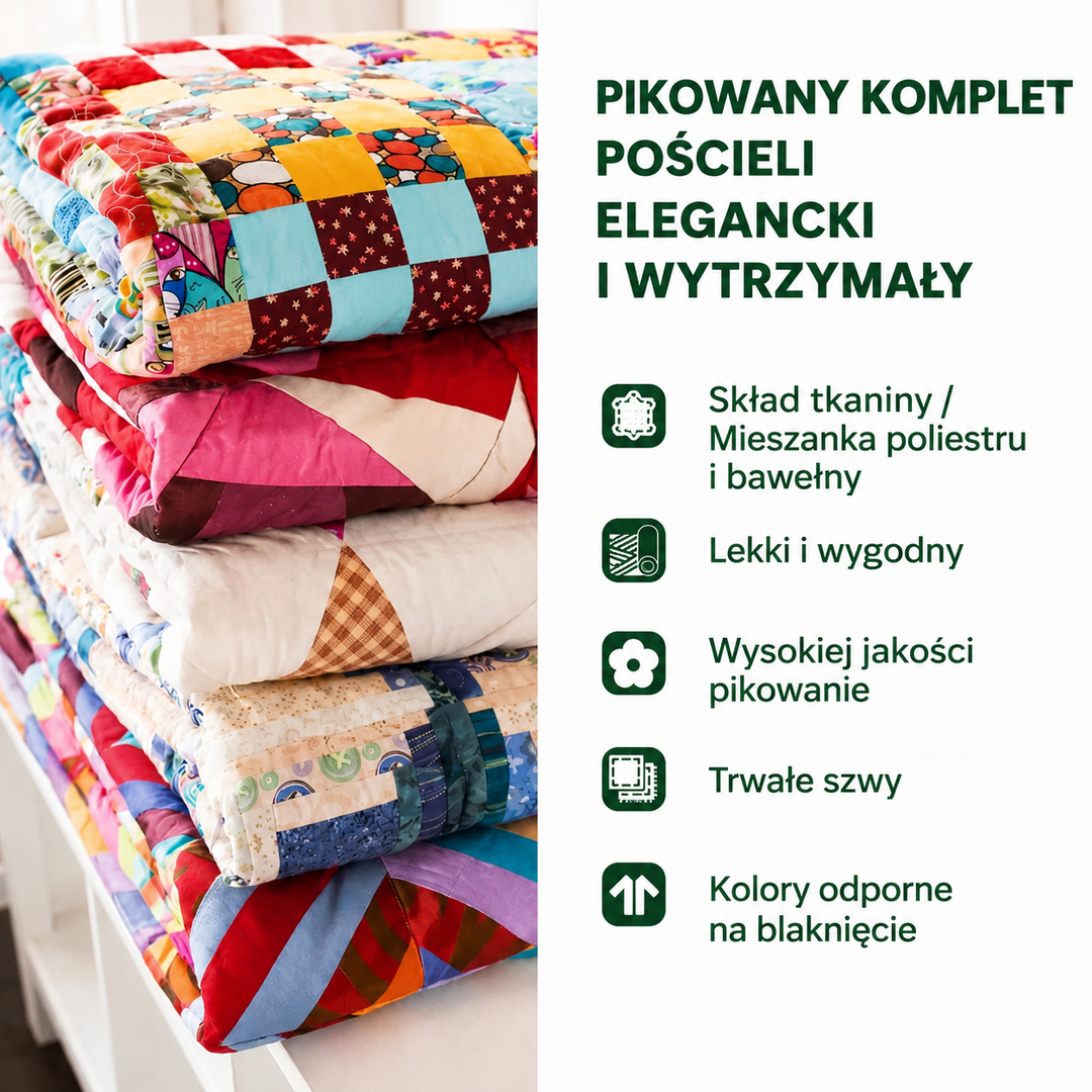 Zestaw pościeli pikowanej 3-częściowy - Biały Hibiskus