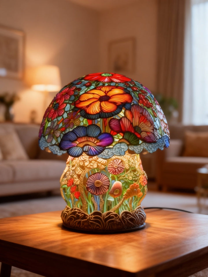 GARDENLUXE | Kolorowa lampa stołowa z kwiatowym wzorem