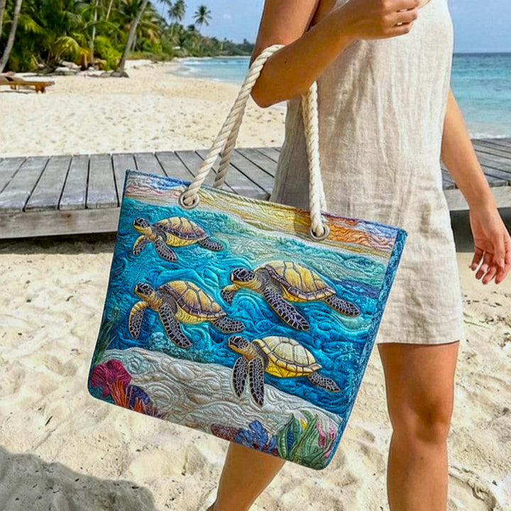 Ręcznie Robiona Torba Plażowa | Żółw Morski