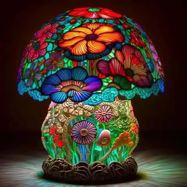 GARDENLUXE | Kolorowa lampa stołowa z kwiatowym wzorem